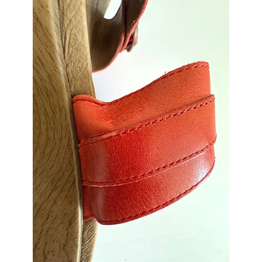 Dansko Jessie Coral Red Leather Clog Sandals Bohemian Chic Size EU/37